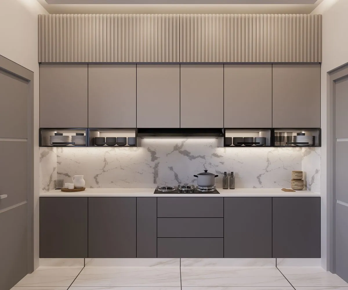 Minimal Grey Marble Kitchen